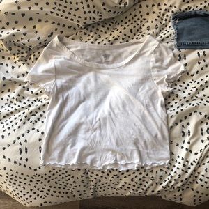 white ruffled shirt